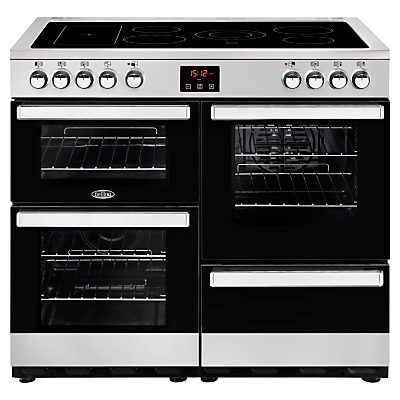 Belling Cookcentre 100E Electric Range Cooker with Ceramic Hob Stainless Steel/Black